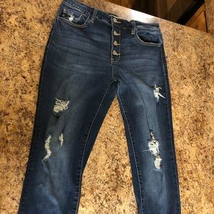 Kancan high rise button fly skinny